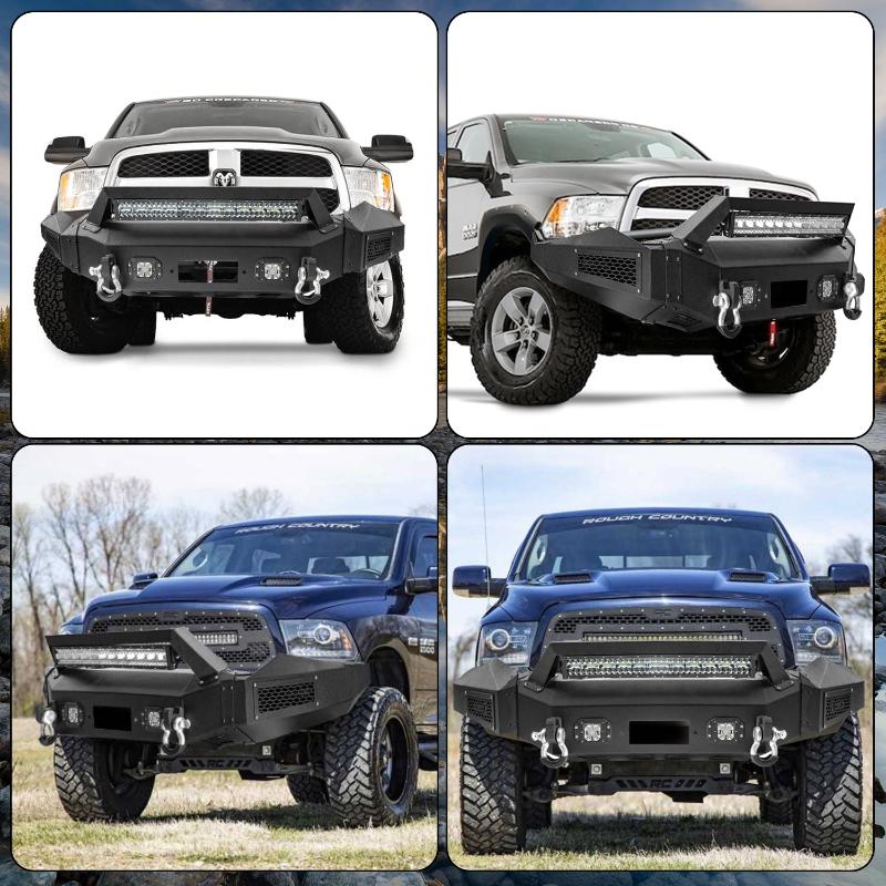 With Winch Plate and LED Lights Front Bumper Compatible with 2013-2018 RAM 1500 (Exclude Rebel) and 2019-2024 RAM 1500 Classic-5