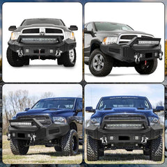 With Winch Plate and LED Lights Front Bumper Compatible with 2013-2018 RAM 1500 (Exclude Rebel) and 2019-2024 RAM 1500 Classic-5