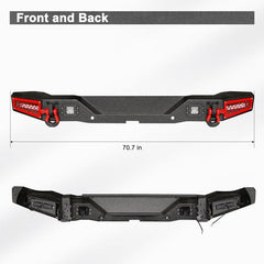 2021-2024 Ford Bronco Rear Bumper with LED Lights & D-Rings & Sensor Mounting Hole Compatible-2