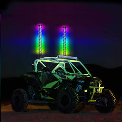 1-3FT Versatile and Durable 360° Spiral  RGB LED Whip Light(2Pcs)