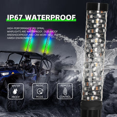 1-3FT Versatile and Durable 360° Spiral  RGB LED Whip Light(2Pcs)