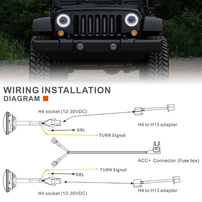 7 Inch LED Headlights for 2007-2017 Wrangler JK 2 door4 door-8