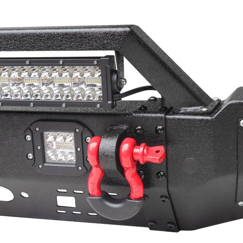 Fits for 1999-2004 Land Rover Discovery2 Steel Front Bumper with LED Lights & D-Rings & Sensor Holes-5