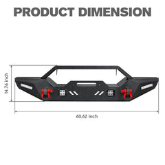 For 2007-2023 Jeep Wrangler JK/JL& Gladiator JT Steel Front Bumper with LED Lights&D-Rings-2