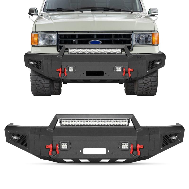 Front Bumper for 1992-1997 F150F250F350 with Winch Plate & LED Lights &Sensor Holes-1