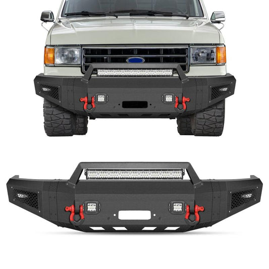 Front Bumper for 1992-1997 F150F250F350 with Winch Plate & LED Lights &Sensor Holes-1