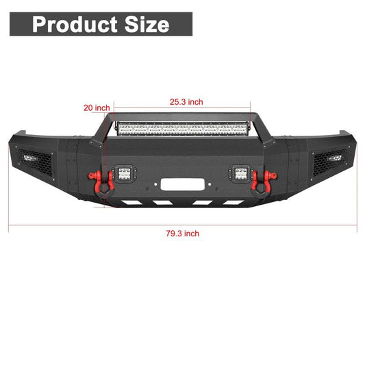 Front Bumper for 1992-1997 F150F250F350 with Winch Plate & LED Lights &Sensor Holes-2