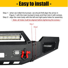 Front Bumper for 2003-2005 RAM 2500丨3500 with Winch Plate & LED lights & D-Rings & Sensor Holes-6