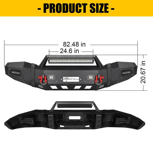 Front Bumper for 2006-2009 RAM 2500丨3500 with Winch Plate & LED lights & D-Rings & Sensor Holes-2