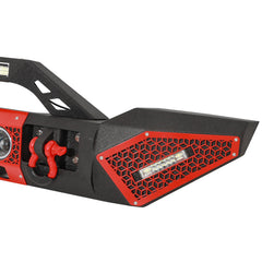 Front Bumper for 2007-2023 Wrangler JKJL&2020-2021-2022-2023 Gladiator JT with D-Rings & Winch Plate & LED Lights-8