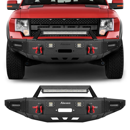 Front Bumper for 2010-2014 Ford Raptor with Winch Plate & LED Lights & Sensor Holes & D-Rings-1