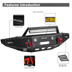 Front Bumper for 2010-2014 Ford Raptor with Winch Plate & LED Lights & Sensor Holes & D-Rings-3