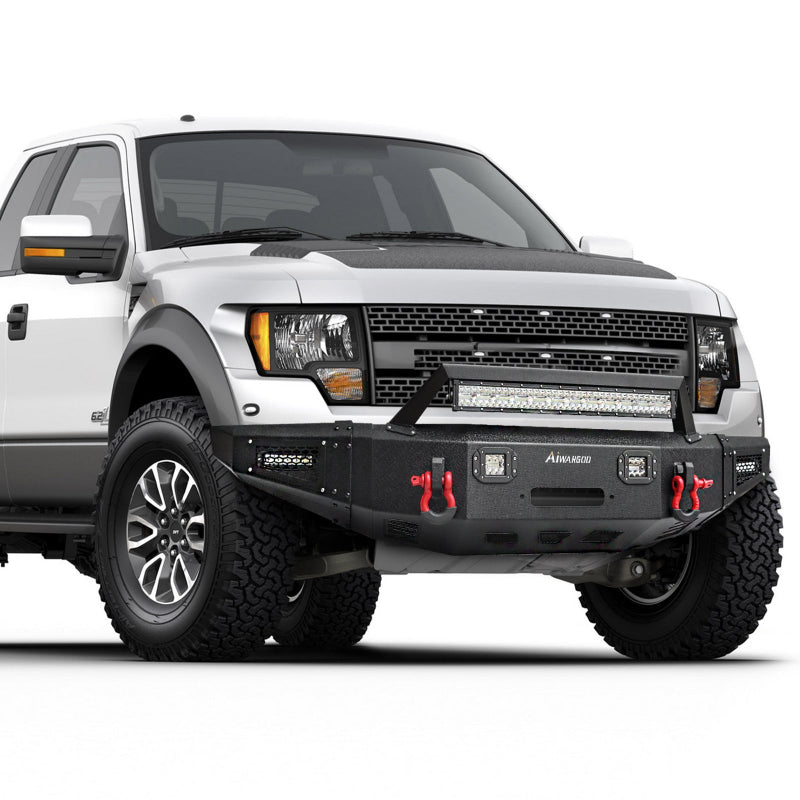 Front Bumper for 2010-2014 Ford Raptor with Winch Plate & LED Lights & Sensor Holes & D-Rings-4