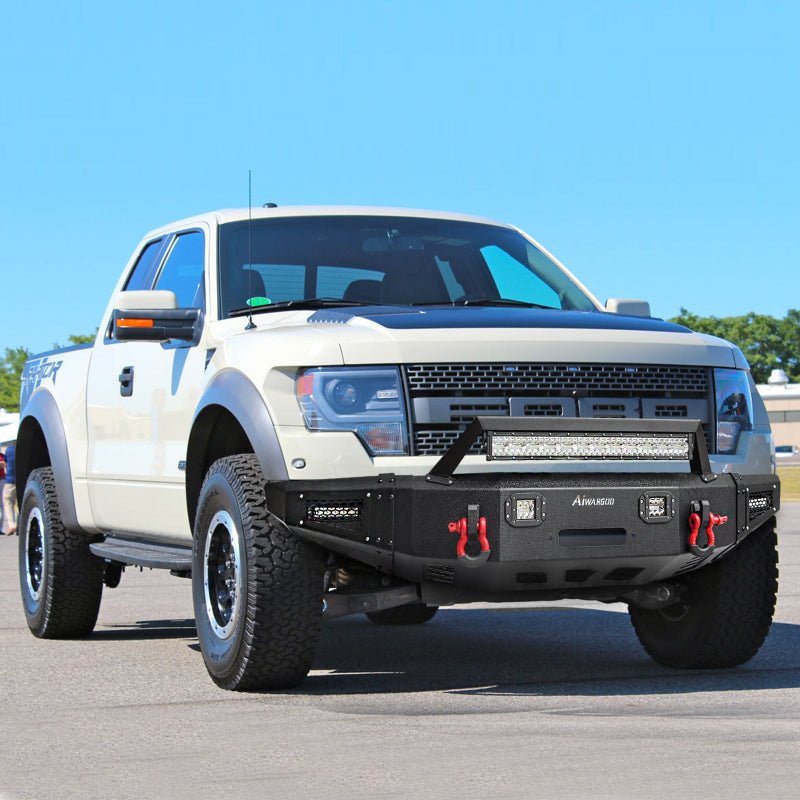 Front Bumper for 2010-2014 Ford Raptor with Winch Plate & LED Lights & Sensor Holes & D-Rings-6