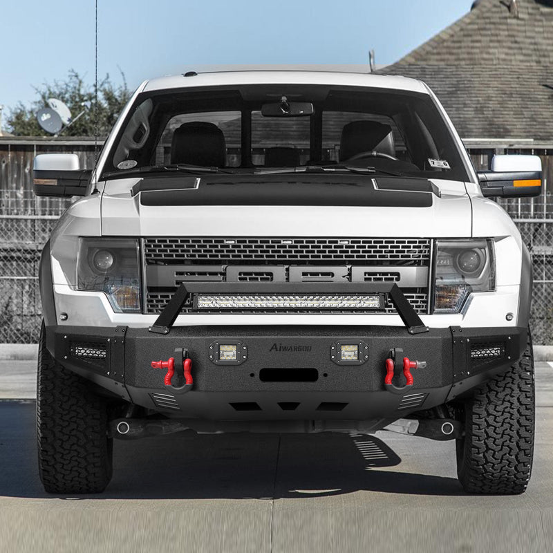 Front Bumper for 2010-2014 Ford Raptor with Winch Plate & LED Lights & Sensor Holes & D-Rings-7