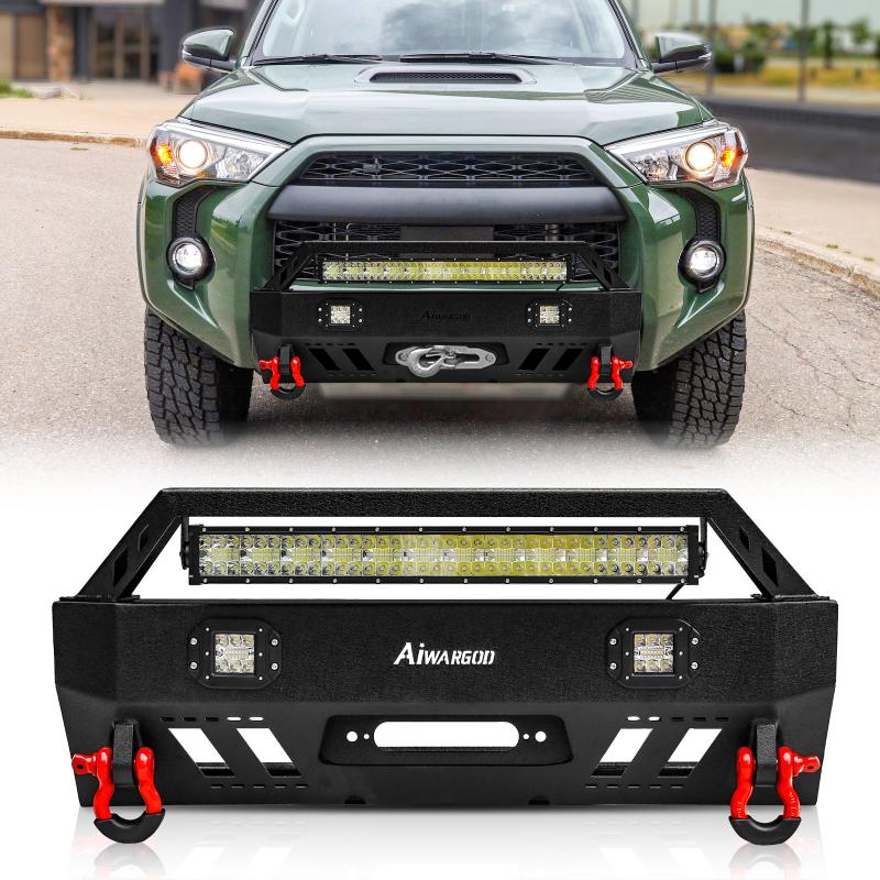 Front Bumper for 2010-2024 Toyota 4Runner with D-Rings & Winch Plate & LED Lights-1