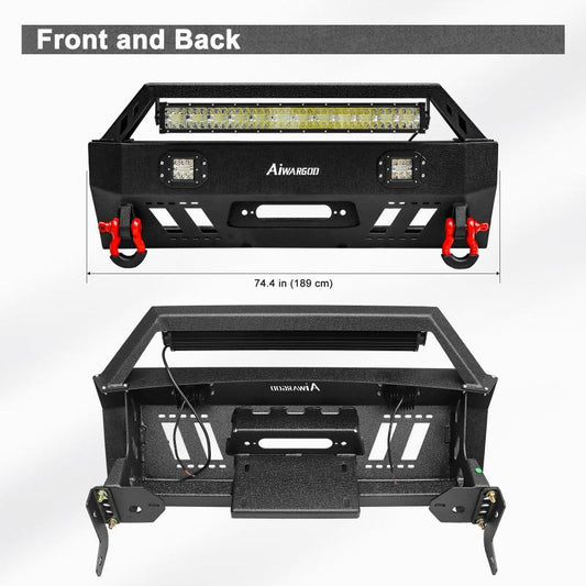 Front Bumper for 2010-2024 Toyota 4Runner with D-Rings & Winch Plate & LED Lights-2