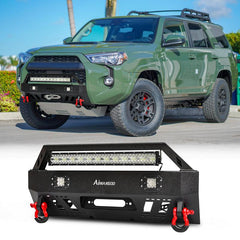 Front Bumper for 2010-2024 Toyota 4Runner with D-Rings & Winch Plate & LED Lights-7