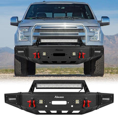 Front Bumper for 2015-2017 F150 with Winch Plate & LED Lights &Sensor Holes-1