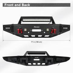 Front Bumper for 2015-2017 F150 with Winch Plate & LED Lights &Sensor Holes-2