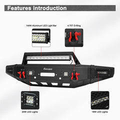 Front Bumper for 2015-2017 F150 with Winch Plate & LED Lights &Sensor Holes-3