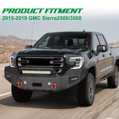 Front Bumper for 2015-2019 GMC Sierra 2500HD/3500HD with LED Lights & D-Rings & Sensor Holes