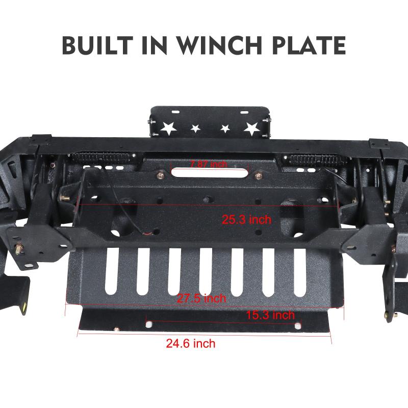 Front Bumper for 2015-2020 Toyota 4Runner with D-Rings & Winch Plate & LED Lights-5