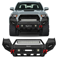 Front Bumper for 2016-2023 Toyota Tacoma with D-Rings & Winch Plate & LED Lights-1