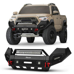 Front Bumper for 2016-2023 Toyota Tacoma with D-Rings & Winch Plate & LED Lights-2