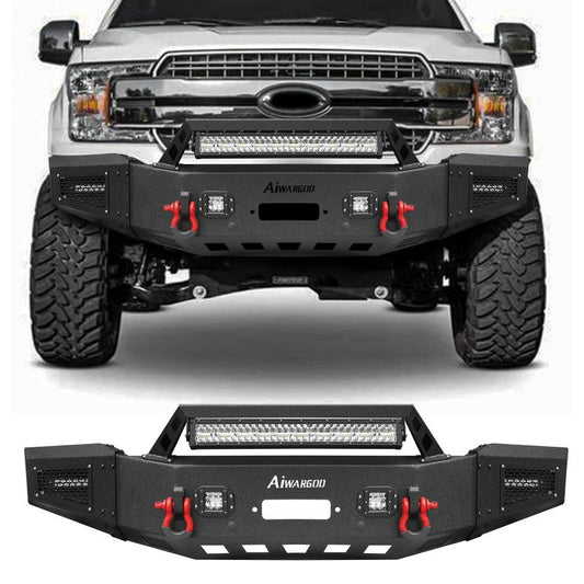 Front Bumper for 2018-2020 F150 with Winch Plate & LED Lights &Sensor Holes-1