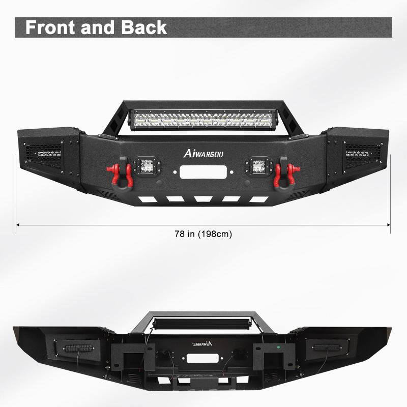 Front Bumper for 2018-2020 F150 with Winch Plate & LED Lights &Sensor Holes-2