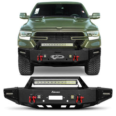 Front Bumper for 2019-2022 RAM 1500 Pickup with Winch Plate & LED Lights & Sensor holes-1