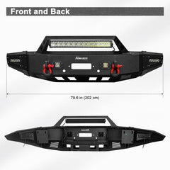 Front Bumper for 2019-2022 RAM 1500 Pickup with Winch Plate & LED Lights & Sensor holes-2