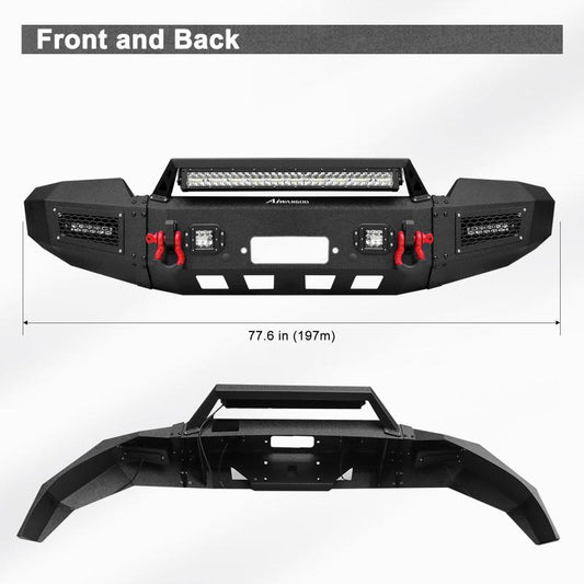 Front Bumper for 2019-2023 RAM 2500丨3500 with Winch Plate & LED lights & D-Rings & Sensor Holes-2