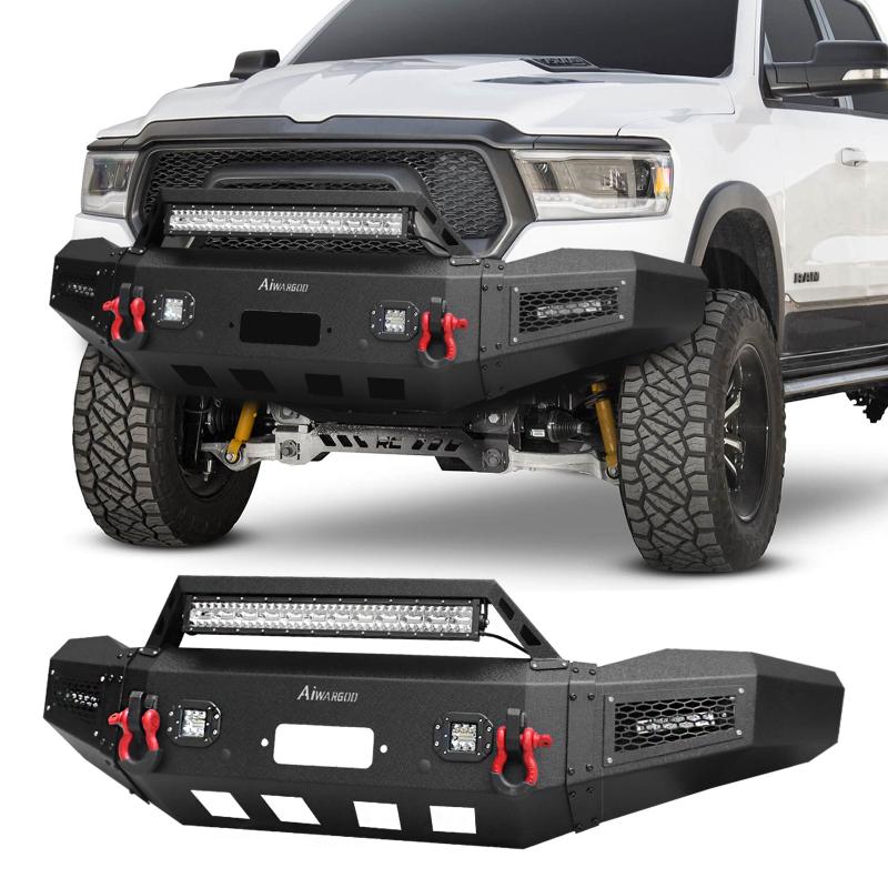 Front Bumper for 2019-2023 RAM 2500丨3500 with Winch Plate & LED lights & D-Rings & Sensor Holes-5