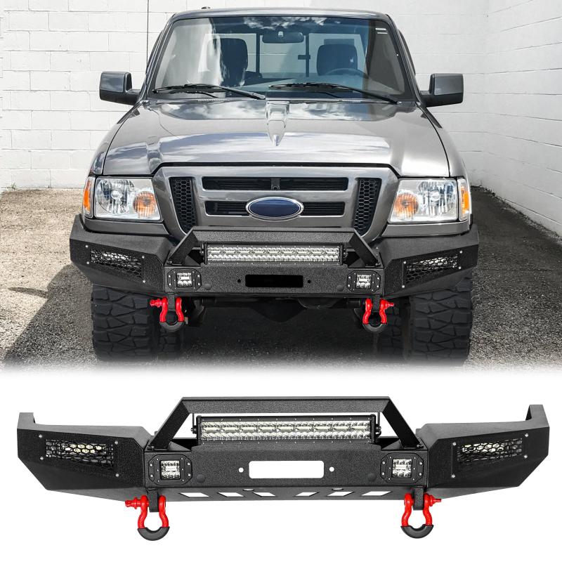 Heavy-duty Steel Front Bumper for 1993-1997 Ford Ranger with Winch Pla