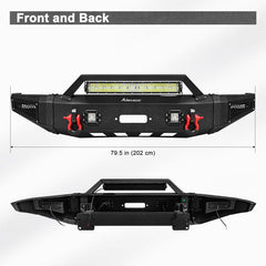Front Bumper Compatible with 2014-2021 Toyota Tundra with Winch Plate & LED Lights-2