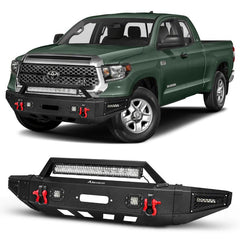 Front Bumper Compatible with 2014-2021 Toyota Tundra with Winch Plate & LED Lights-4