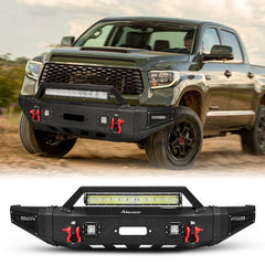 Front Bumper Compatible with 2014-2021 Toyota Tundra with Winch Plate & LED Lights-7