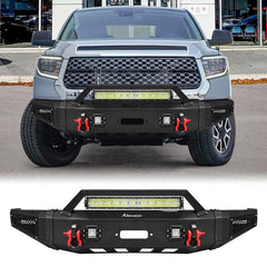 Front Bumper Compatible with 2014-2021 Toyota Tundra with Winch Plate & LED Lights-1