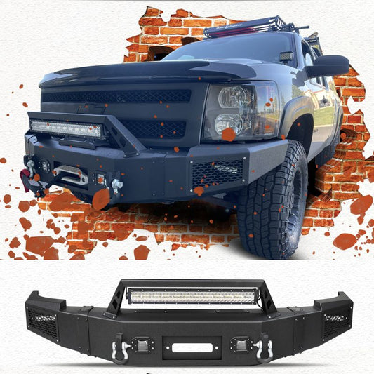 Front Bumper for 2007-2013 Chevy Silverado 1500 with Winch Plate & LED Lights