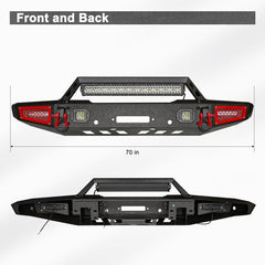 Front Bumper Rock Crawler Off Road Suitable for 2021-2024 Ford Bronco with Winch Plate & LED Lights & D-Ring & Sensor Mounting Hole-2