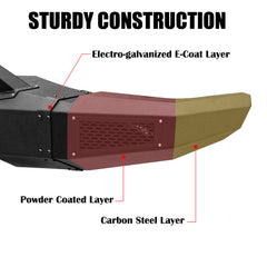 Heavy-duty Steel Front Bumper for 2010-2018 RAM 2500丨3500 with Winch Plate & LED lights & D-Rings & Sensor Holes