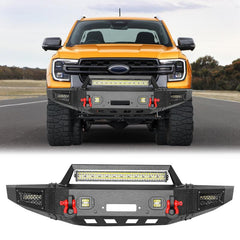 Front Bumper for 2019-2024 Ford Ranger with LED Lights & D-Rings & Winch Palte-1