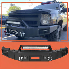 Heavy-duty Steel Front Bumper for 2007-2013 Chevy Silverado 1500 with Winch Plate & LED Lights