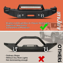 Front Bumper suite for 2007-2013 Chevy Silverado 1500 with Winch Plate and LED Lights-3