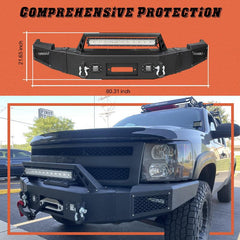 Front Bumper suite for 2007-2013 Chevy Silverado 1500 with Winch Plate and LED Lights-5