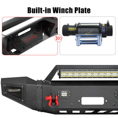 Front and Rear Bumper for 1999-2004 Ford F250/F350/F450/F550 with Winch Plate & LED Lights & D-Rings & Sensor Holes-5