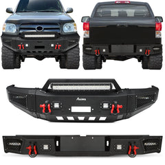 Front and Rear Bumper for 2000-2006 Toyota Tundra with D-Rings&Winch Plate&LED Lights-1