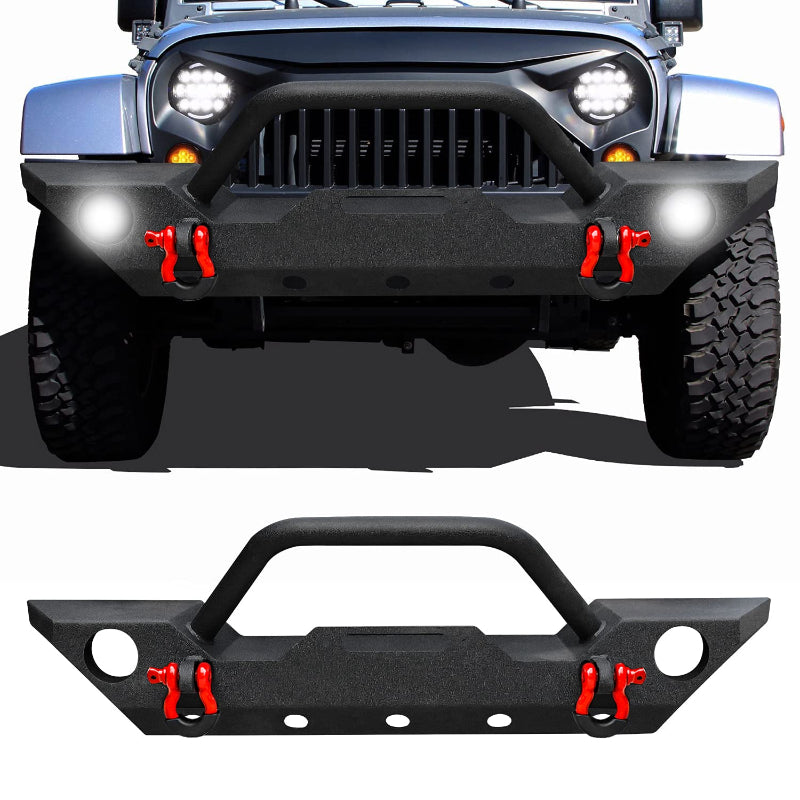 Front and Rear Bumper for 2007-2018 Jeep Wrangler JK and JKU with D-Rings & Fog Lights Holes-2
